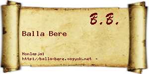 Balla Bere névjegykártya